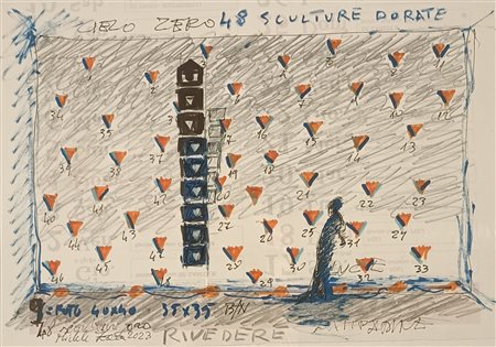 ZAZA MICHELE Molfetta (Bari) 1948 Studio per mostra 2023 Mista su carta...