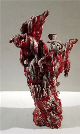 PETROLLO FRANCESCO Palermo (Pa) 1947 S. Giorgio Terracotta dipinta (pezzo...