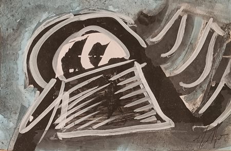 DANGELO SERGIO Milano (Mi) 1932 Maroso 1991 Mista su carta 10,00x14,00 Firma...