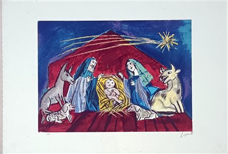 LUZZATI EMANUELE Genova (Ge) 1921 Presepe Serigrafia su carta es PA...