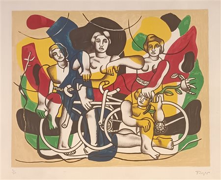 LEGER FERNAND Argentan (Francia) 1881 Les quatre cyclistes 1969 Litografia a...
