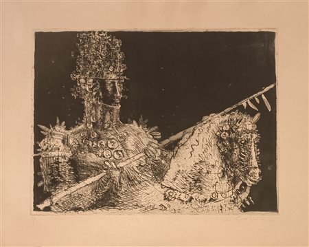 GRASSMANN MARCELO San Paolo (Brasile) 1925 Cavaleiro Incisione su carta es....