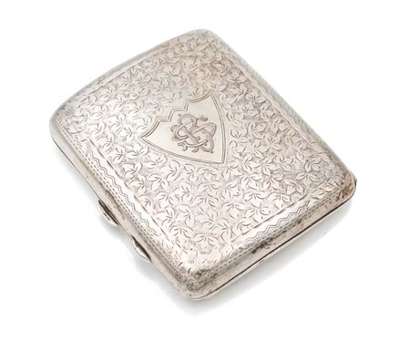 Portasigarette da tasca in argento, Birmingham 1911 cm 8,8x7x1 - gr. 94 fitta...