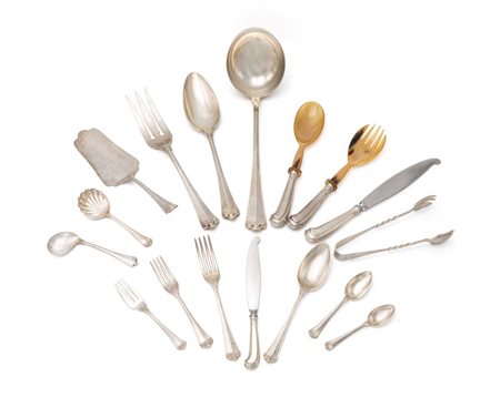 Servizio di posate "San Marco" per dodici posti peso complessivo gr. 3754 12...