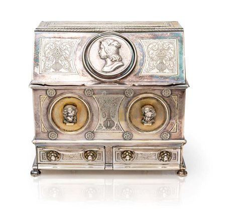 Scrigno in argento 800/000, Mastro Scalpello per Calderoni, Milano, XX secolo...