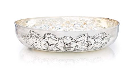 Centrotavola ovale in argento 800/000 cm 7,5x30,5x22,5 - gr. 636 decorato da...