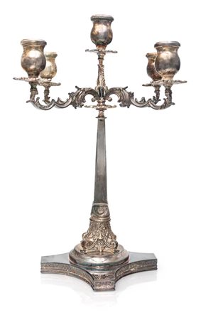 Candelabro a cinque luci altezza cm 38 - gr. 1384 bracci sagomati con...