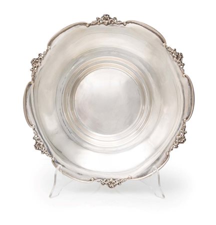 Centrotavola circolare in argento 800/000 cm 5x31,5 - gr. 340 orlo sagomato...