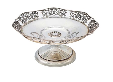 Alzatina circolare con bordo traforato cm 11x23 - gr. 304 piatto concavo con...