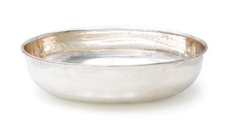 Ciotola ovale in argento cm 6,5x23x16 - gr. 304 superficie martellata