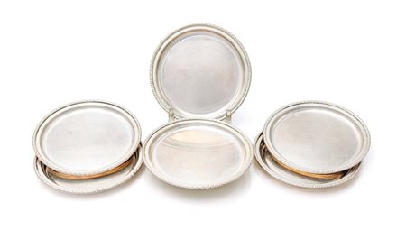 Sei piattini da pane in argento diametro cm 9,3 - peso complessivo gr. 164...