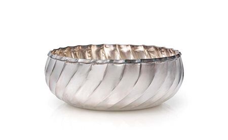 Porta bonbons in argento con scanalature diagonali cm 5,5x14,5 - gr. 190