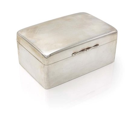 Scatola rettangolare in legno rivestito in argento cm 6x13,5x9