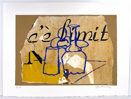 MIMMO ROTELLA, 60 x 80 cm, ”Morandiana” Tecnica: Serigrafia polimaterica su...