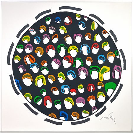 LODOLA MARCO, 70 x70 cm, Serigrafia su cartoncino con intervento pittorico...