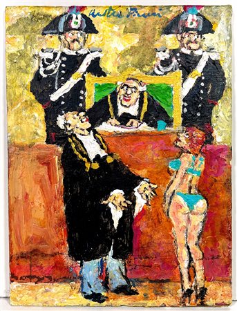 PIACESI WALTER, 24 x 18 cm, ”La difesa" olio su faesite, anno 2015, opera...