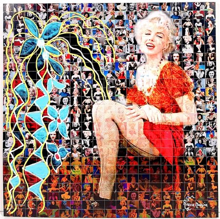 MURGIA MARIA, 50 x 50 cm, ”Omaggio a Marilyn Monroe", foto mosaico digitale...