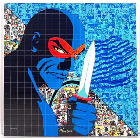 MURGIA MARIA, 50 x 50 cm, ”Serie fumetti anni 70: Diabolik", foto mosaico...