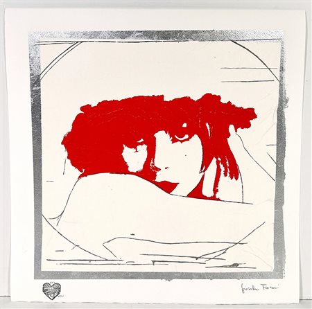 GIOSETTA FIORONI, 50 x 50 cm, ”Doppio Liberty" Rosso Serigrafia materica con...