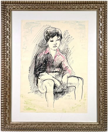 CLAUDIO CINTOLI, 44 x 32 cm, Tecnica mista su carta, anno 1956, firma e data...