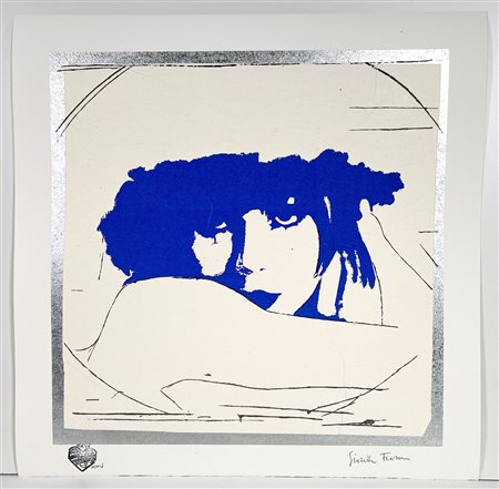 GIOSETTA FIORONI, 50 x 50 cm, ”Doppio Liberty" Blue Serigrafia materica con...