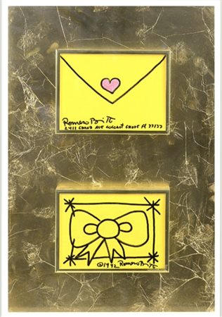 ROMERO BRITTO, 15 x 20 cm cadauna, 1992, 2 acrilici su tela appoggiati su...