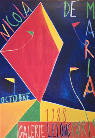 NICOLA DE MARIA, 50 x 70 cm, manifesto serigrafico originale della mostra di...