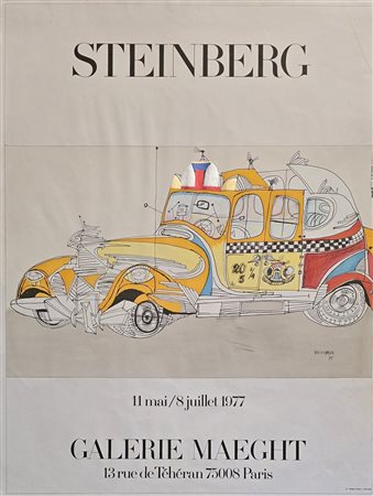 SAUL STEINBERG, 78 x 59,5 cm, manifesto serigrafico originale della mostra...