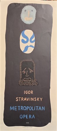 IGOR STRAVINSKY, 96 x 42,5 cm, manifesto serigrafico originale della mostra...