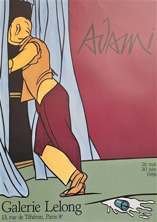 VALERIO ADAMI, 50 x 70 cm, manifesto serigrafico originale della mostra...