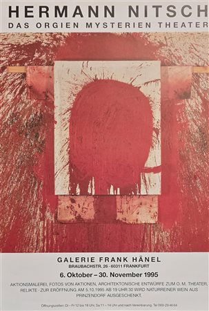 HERMANN NITSCH, 59,5 x 42 cm, manifesto serigrafico originale della mostra...
