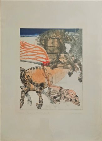 WALTER CREMONINI, 50 x 70 cm, acquaforte acquatinta “ Pegaso e Bellerofonte”,...