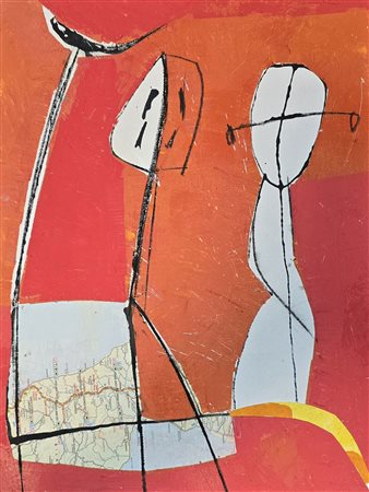 TOMMASO CASCELLA, 30 x 40 cm, olio e collage su cartone telato, anno 2023 ,...