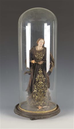 Arte del secolo XIX "Madonna" scultura con testa, mani e piedi in terracotta...