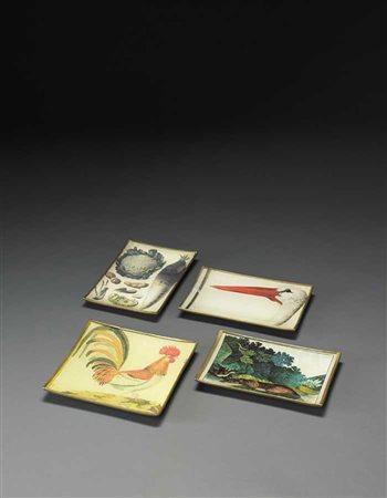 Giulia Maria Michon Pecori gruppo di quattro piatti in vetro decorati a mano...