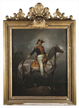 Maestro dell' inizio del sec XIX "Luigi Filippo a cavallo con le barricate...