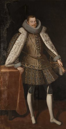 Maestro spagnolo del secolo XVII "Filippo IV di Spagna" olio su tela (cm 205...