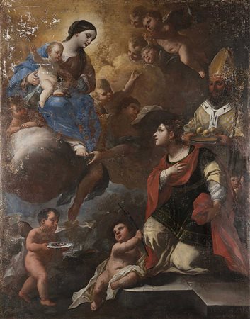 Maestro della fine del sec.XVII "Ascensione della Vergine con Santa Lucia e...