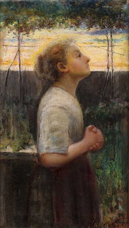 'L'Ave Maria (Vespero)' (cm 60x36) firmato in basso a destra. In cornice di...