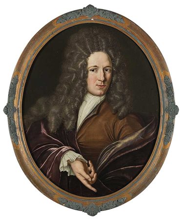 Scuola del sec. XVIII 'Ritratto di gentiluomo con parrucca' olio su tela...