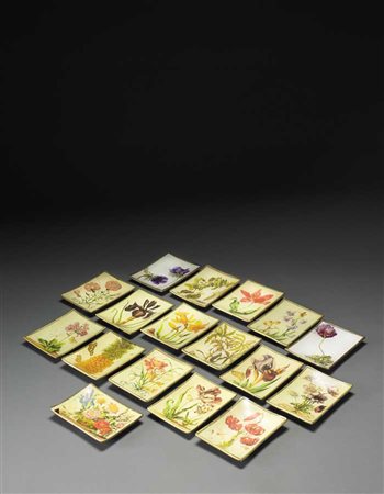 Giulia Maria Michon Pecori gruppo di diciassette piatti in vetro decorati a...