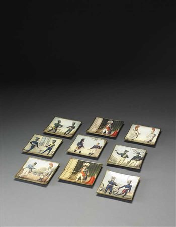 Giulia Maria Michon Pecori gruppo di nove piatti in vetro decorati a mano con...