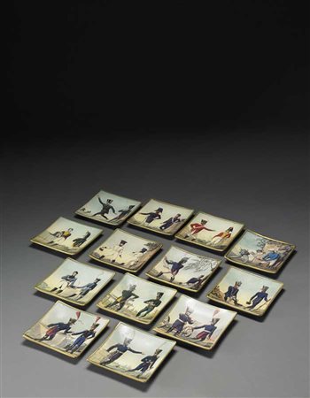 Giulia Maria Michon Pecori gruppo di tredici piatti in vetro decorati a mano...