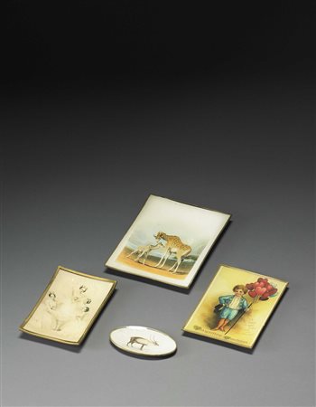 Giulia Maria Michon Pecori gruppo di quattro piatti in vetro decorati a mano...