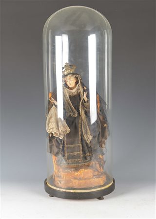 Arte del secolo XIX "Madonna" scultura in legno policromo e cartapesta con...