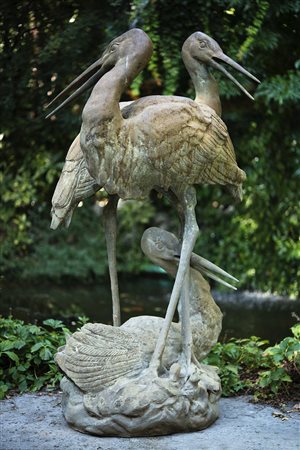 Scultura in bronzo raffigurante aironi (h.cm.130x64) Bronze sculpture