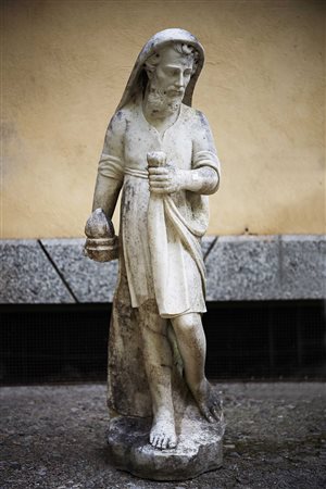 Scultore del XIX secolo "Allegoria dell'inverno" scultura in marmo bianco...