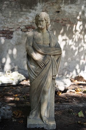 Scultura in marmo raffigurante il dio Giove (h.cm.107x36) Marble sculpture of...