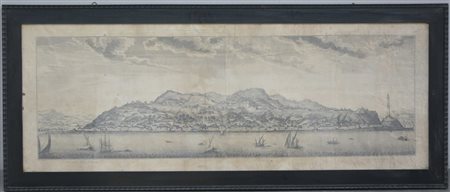 'Veduta di San Pier d'Arena' Acquaforte (cm 156x57) In cornice ebanizzata...