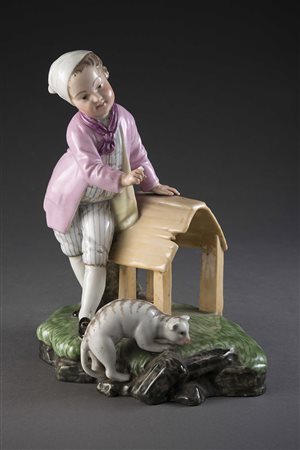 Manifattura di Dresda, inizio del sec. XIX Gruppo in porcellana policroma...